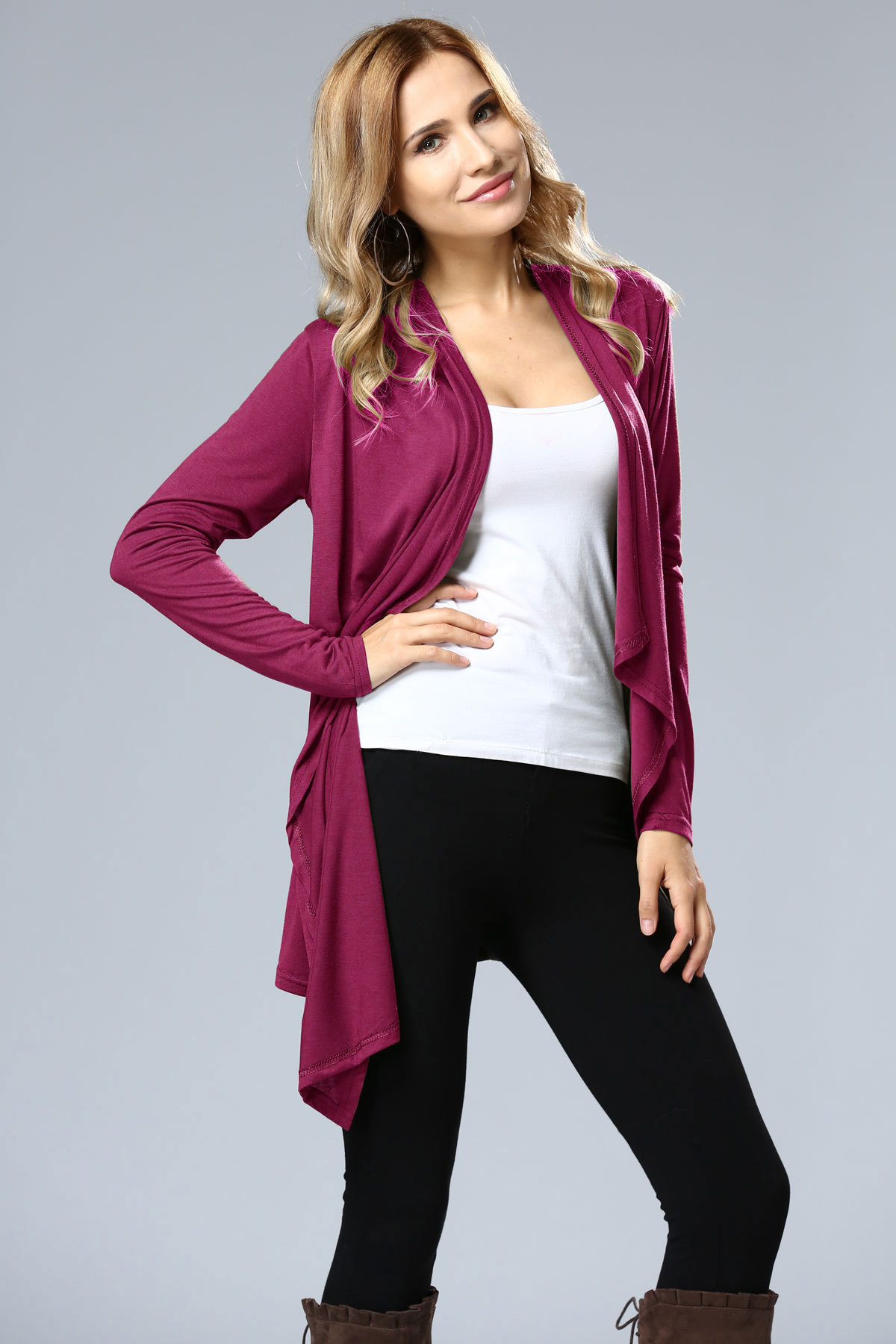 SZ60004-2 Asymmetric Neck Casual Cardigans